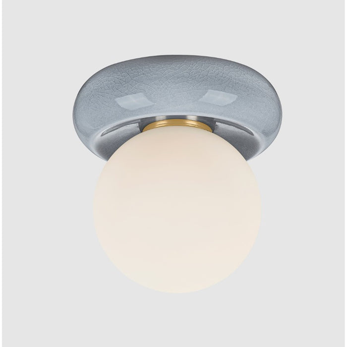 Mitzi Tyra 1Lt Flush Mount, Brass/Opal/Ceramic Frost Crackle