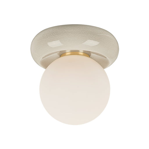 Mitzi Tyra 1Lt Flush Mount, Brass/Opal/Ceramic Ivory Crackle - H1160501-AGB-CIC