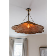 Mitzi Annmarie 20in 1-Light Pendant | Natural Wicker and Patina Brass | Kitchen Island & Dining Room | 20 x 13.5 in | Model H1161701S-PBR
