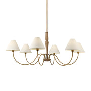 Mitzi Bennie 48in 6-Light Chandelier | Traditional Shaker Patina Brass and White Linen | Dining Room & Foyer | 48 x 20 in | Model H1163806-PBR