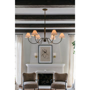 Mitzi Bennie 48in 6-Light Chandelier | Traditional Shaker Patina Brass and White Linen | Dining Room & Foyer | 48 x 20 in | Model H1163806-PBR