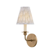 Mitzi Ryle 6in 1-Light Wall Sconce | Transitional Patina Brass and Mae Print Textile | Bedroom & Hallway Accent Light | Model H1175101B-PBR