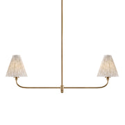 Mitzi Ryle 44in 2-Light Linear Chandelier | Patina Brass and Mae Print Textile | Kitchen Island & Dining Room | 44 x 8.5 x 15 in | Model H1175902B-PBR