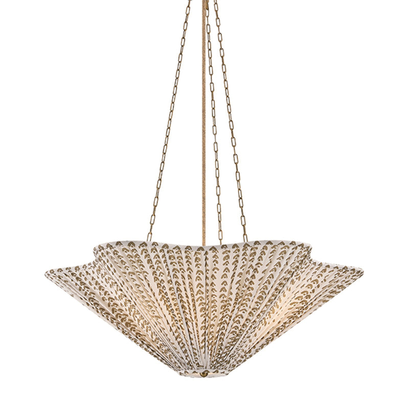 Mitzi Elle 30in 3-Light Pendant | Transitional Patina Brass and Leo Print Textile | Kitchen Island & Dining Room | Model H1176703B-PBR