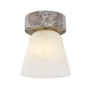 Mitzi Lea 6in 1-Light Flush Mount | Modern Patina Brass and Matte Cloud Glass | Bedroom & Hallway Ceiling Light | 6 x 6 x 7 in | Model H1181501-PBR