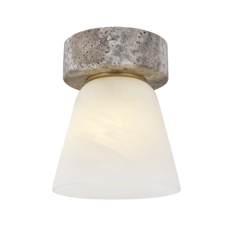 Mitzi Lea 6in 1-Light Flush Mount | Modern Patina Brass and Matte Cloud Glass | Bedroom & Hallway Ceiling Light | 6 x 6 x 7 in | Model H1181501-PBR