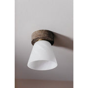 Mitzi Lea 6in 1-Light Flush Mount | Modern Patina Brass and Matte Cloud Glass | Bedroom & Hallway Ceiling Light | 6 x 6 x 7 in | Model H1181501-PBR
