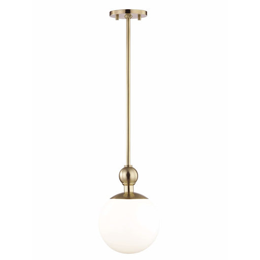 Mitzi Daphne 1 Light Pendant, Aged Brass/White