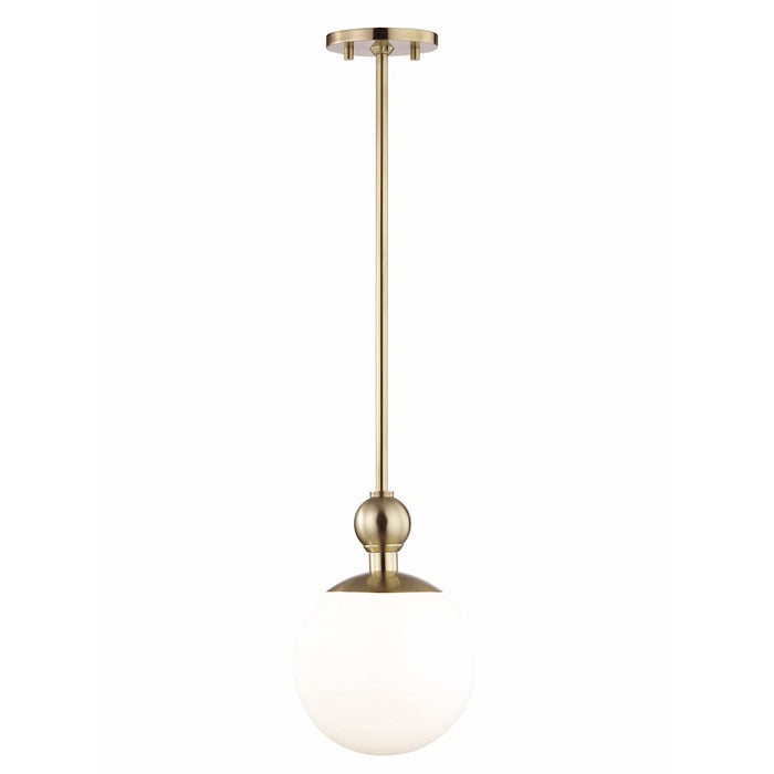 Mitzi Daphne 1 Light Pendant, Aged Brass/White