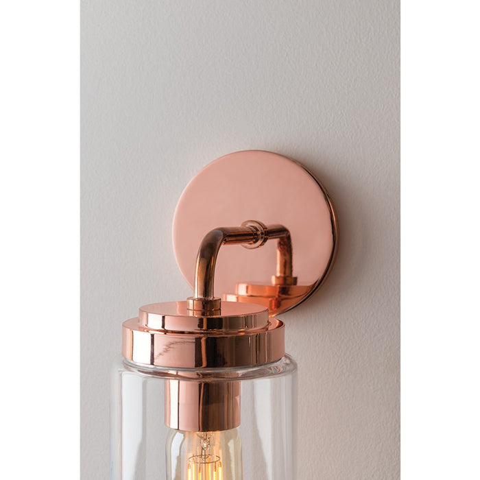 Mitzi Clara 1 Light Wall Sconce, Polished Copper/Clear