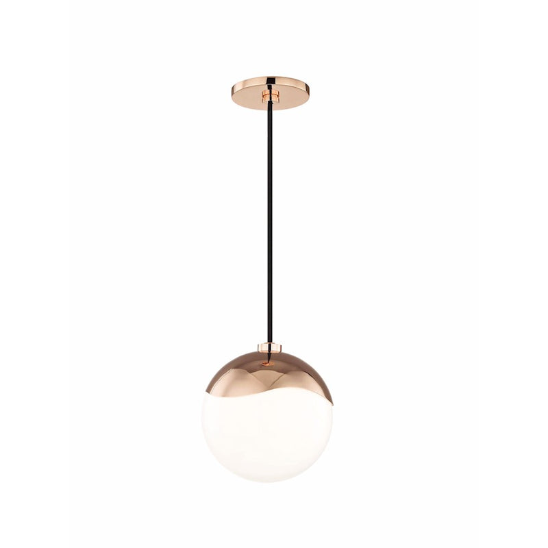 Mitzi Ella 1 Light Pendant, Polished Copper/White