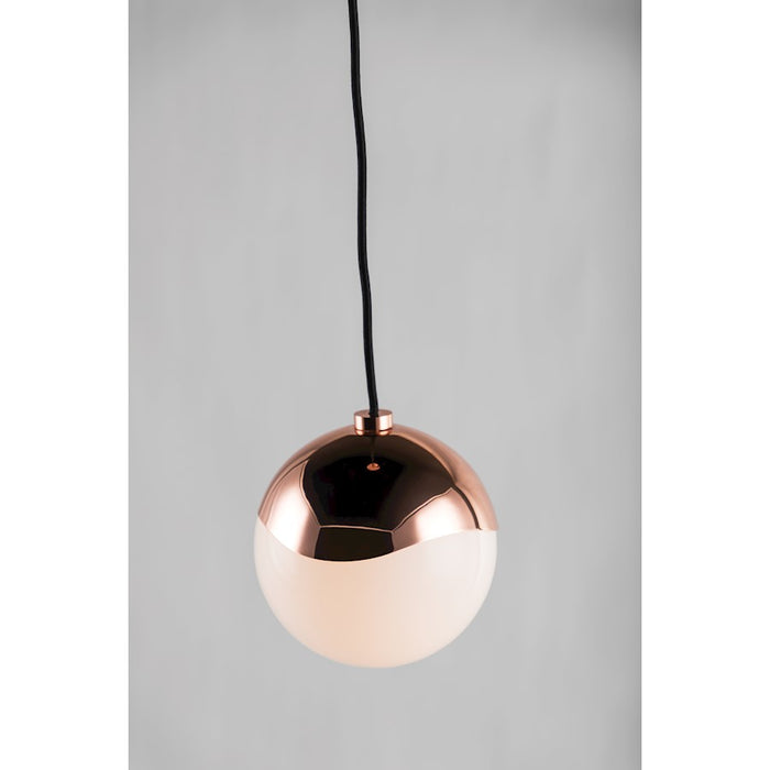 Mitzi Ella 1 Light Pendant, Polished Copper/White