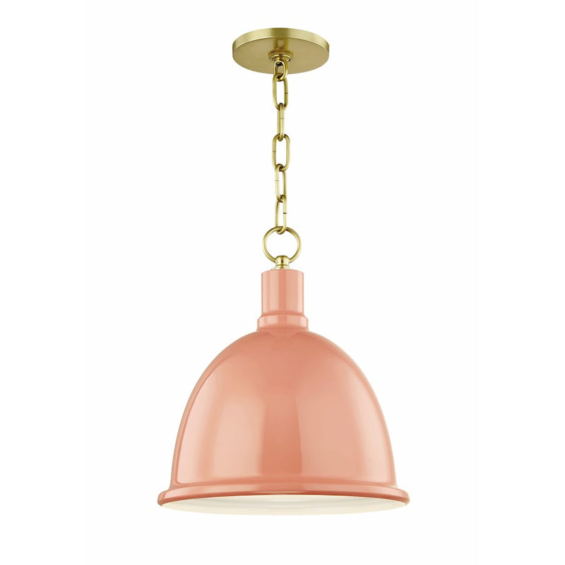Mitzi Blair 1 Light Pendant, Aged Brass/Pink/Metal