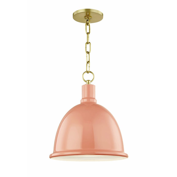 Mitzi Blair 1 Light Pendant, Aged Brass/Pink/Metal