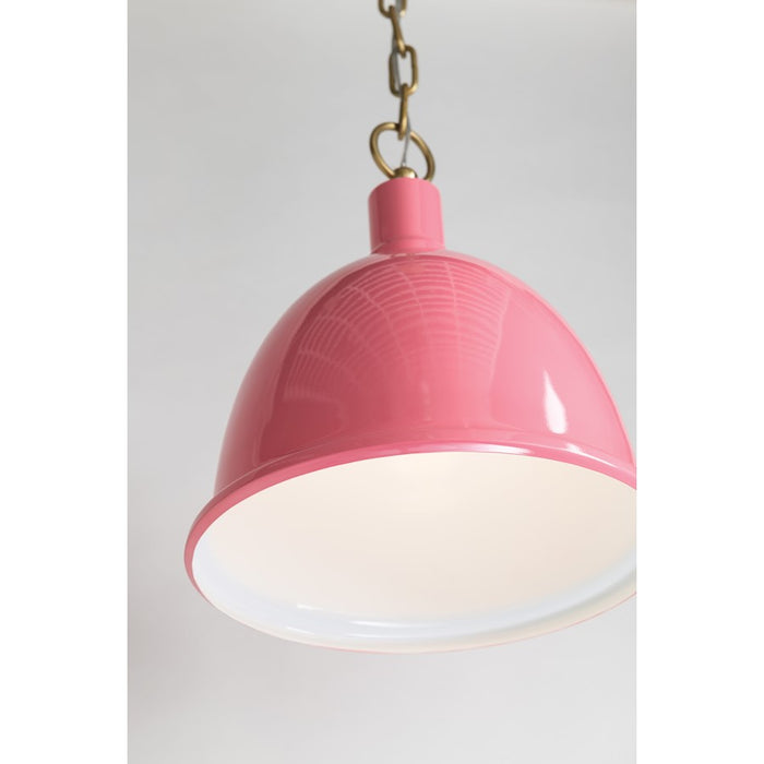 Mitzi Blair 1 Light Pendant, Aged Brass/Pink/Metal