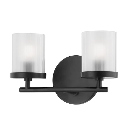 Mitzi Ryan 2 Light Bath Bracket, Soft Black/Clear Frosted