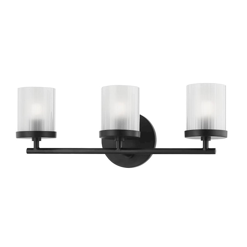 Mitzi Ryan 3 Light Bath Bracket, Soft Black/Clear Frosted