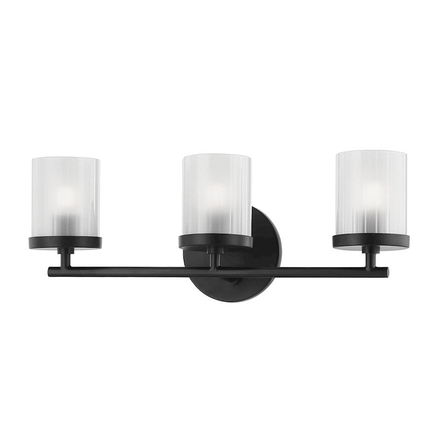 Mitzi Ryan 3 Light Bath Bracket, Soft Black/Clear Frosted