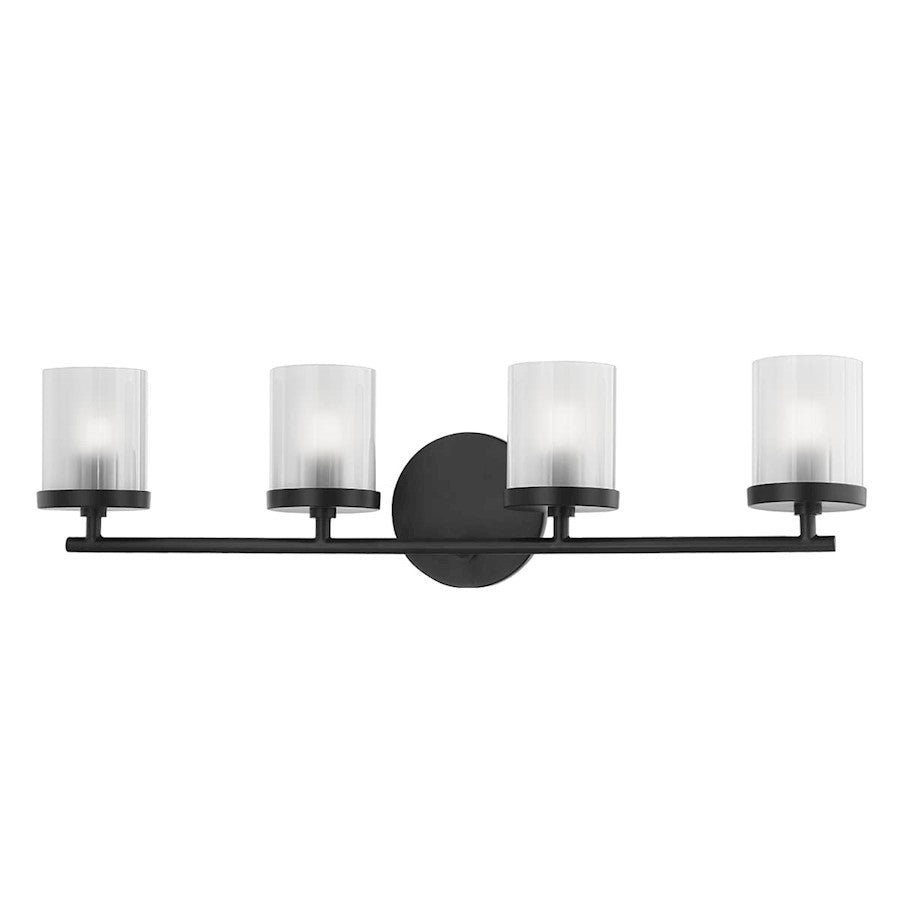 Mitzi Ryan 4 Light Bath Bracket, Soft Black/Clear Frosted