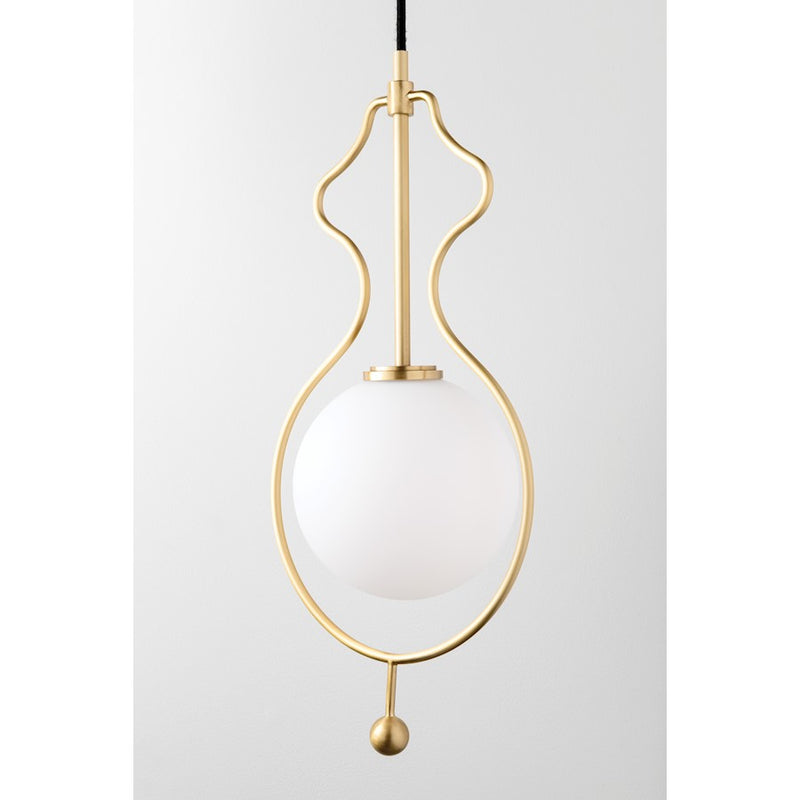 Mitzi Abigail 1 Light Pendant, Aged Brass/Opal