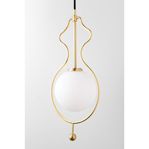 Mitzi Abigail 1 Light Pendant, Aged Brass/Opal