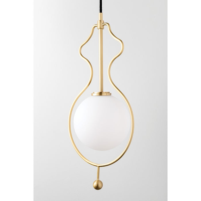 Mitzi Abigail 1 Light Pendant, Aged Brass/Opal