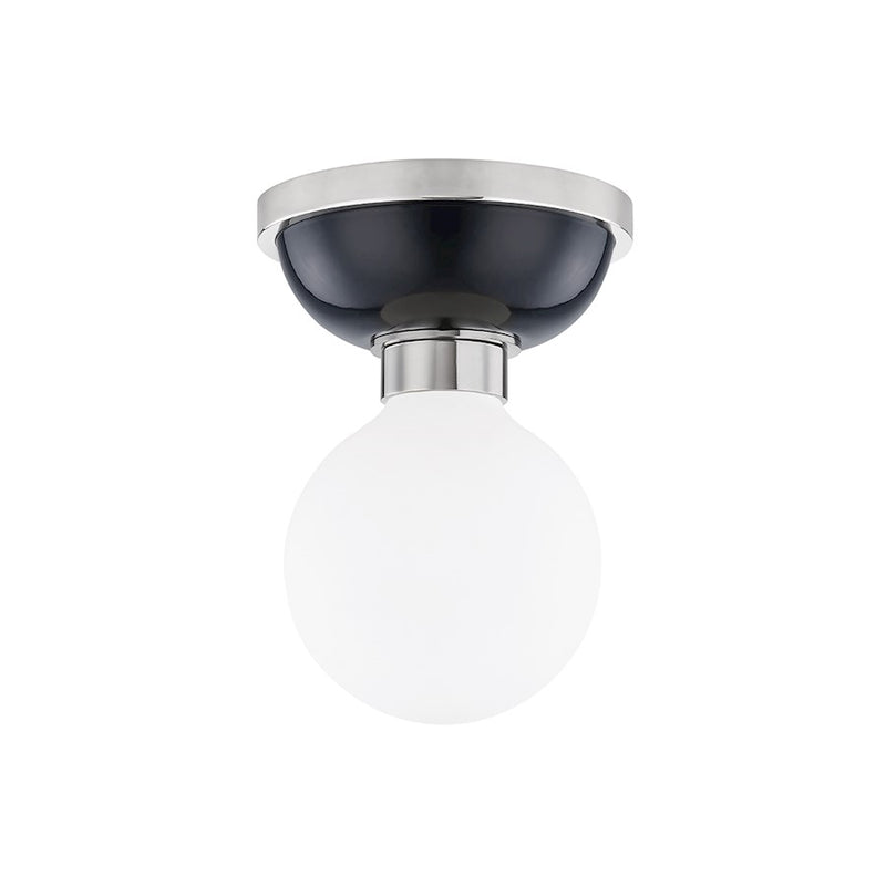 Mitzi Nina 1 Light Flush Mount, Nickel/Blue