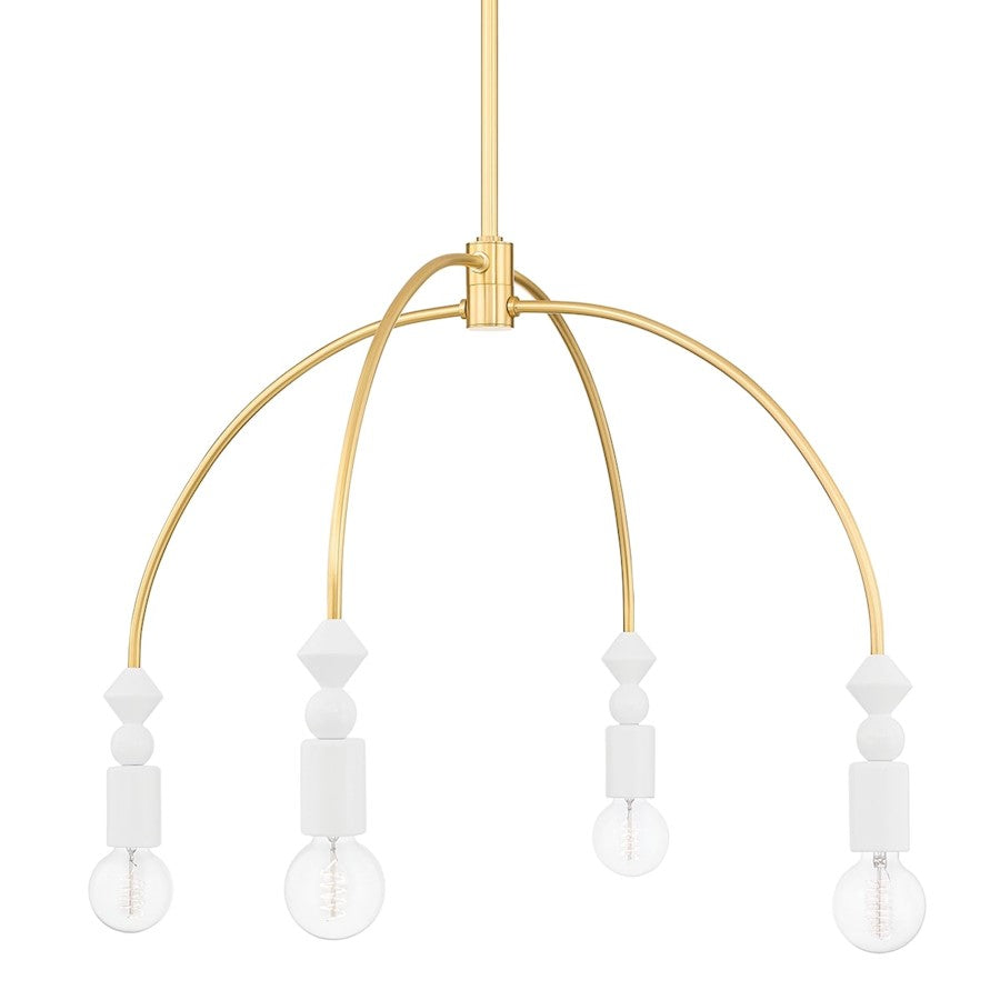 Mitzi Flora 4 Light Chandelier, Aged Brass