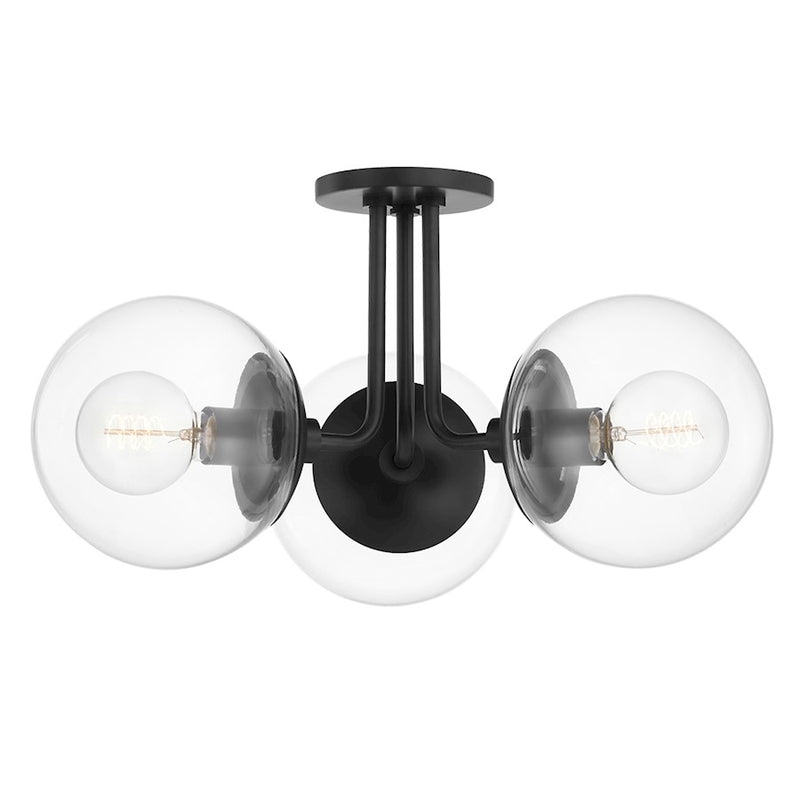 Mitzi Meadow 3 Light Semi Flush, Polished Nickel/Clear - H503603-PN