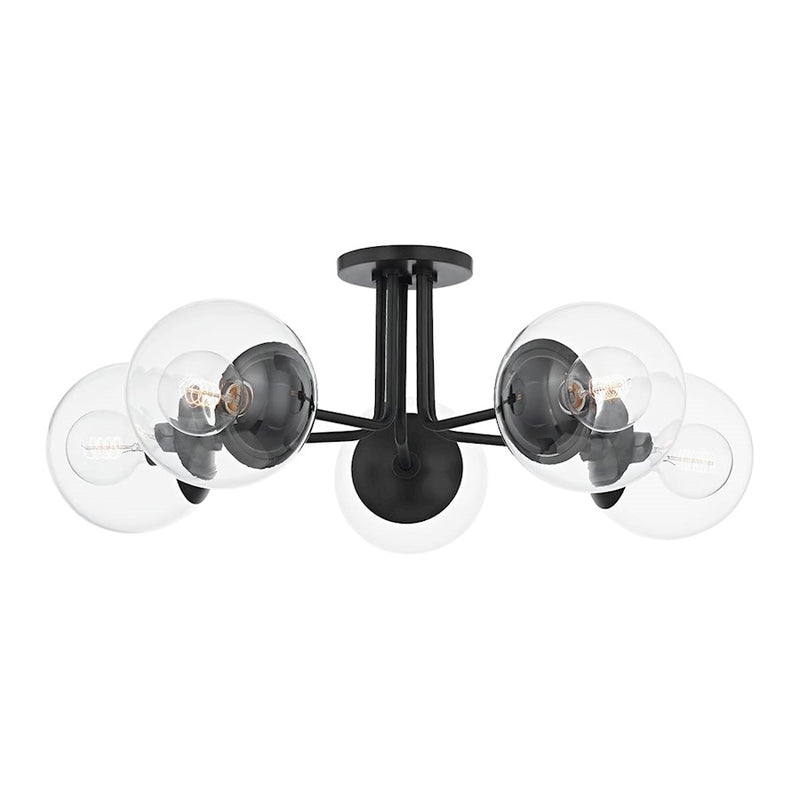 Mitzi Meadow 5 Light Semi Flush, Polished Nickel/Clear - H503605-PN