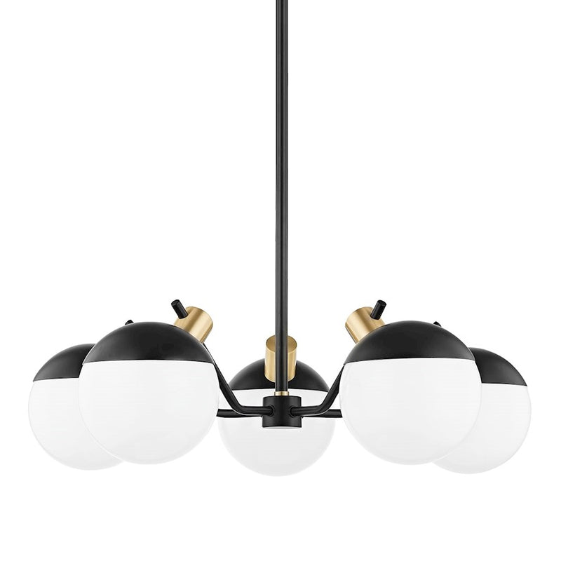Mitzi Miranda 5 Light Chandelier, Nickel/Soft Black/White - H573805-PN-SBK