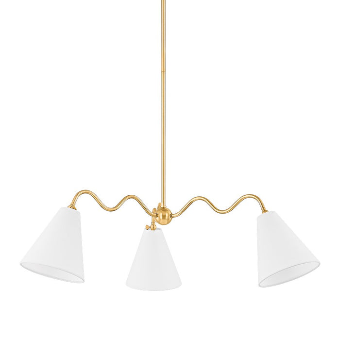 Mitzi Onda 3 Light Chandelier, Aged Brass/White - H699803-AGB