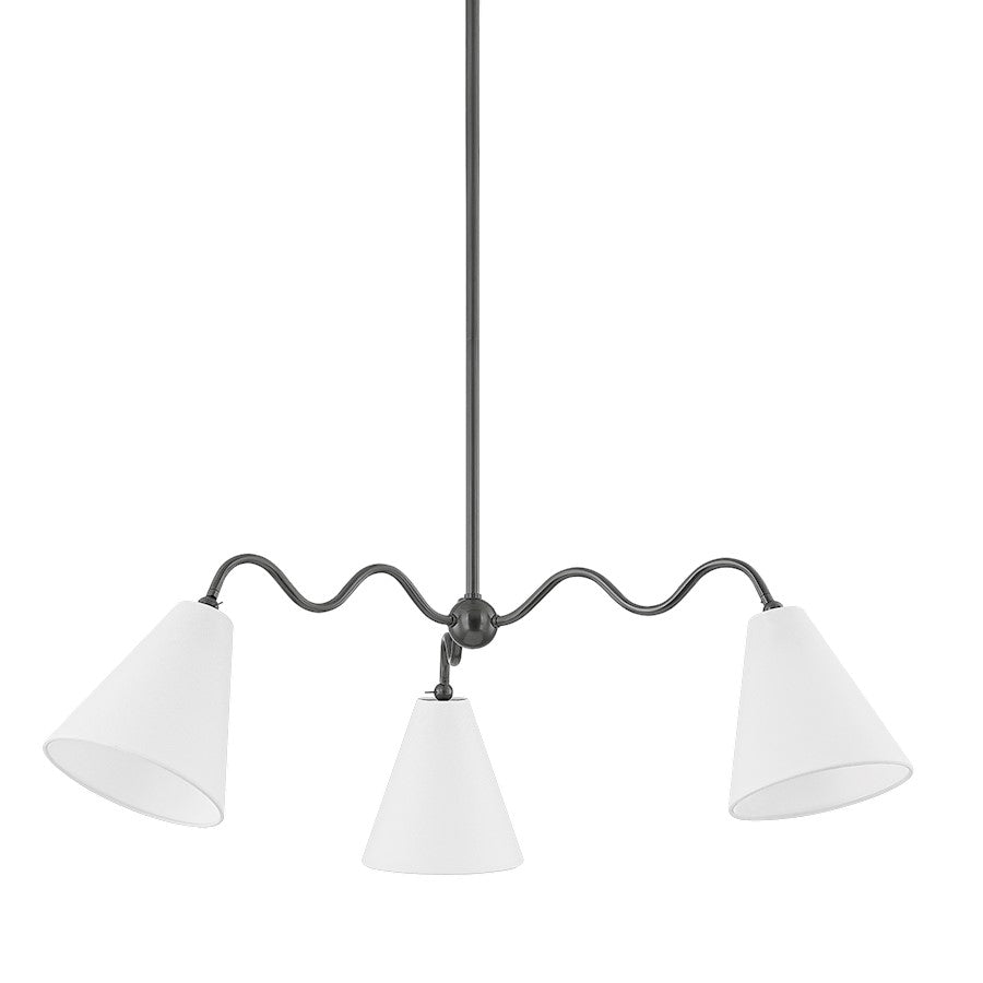 Mitzi Onda 3 Light Chandelier, Old Bronze/White - H699803-OB