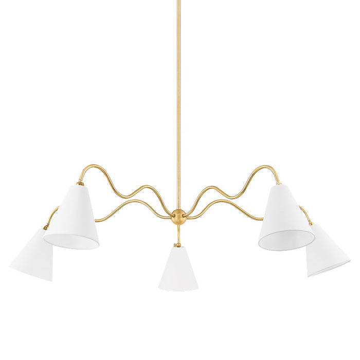 Mitzi Onda 5 Light Chandelier, Aged Brass/White - H699805-AGB