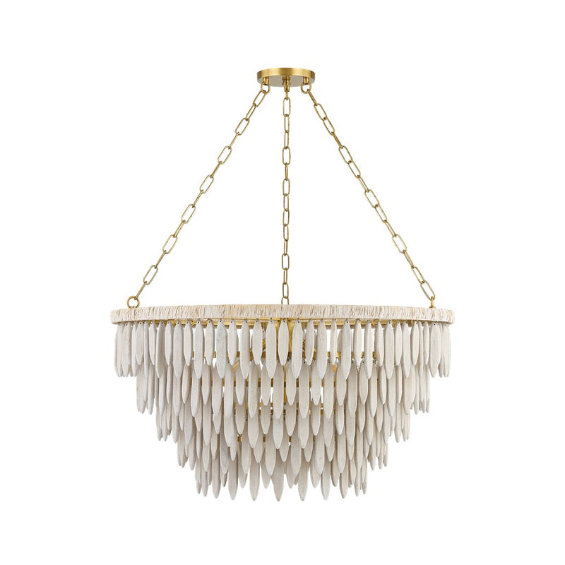 Mitzi Tiffany 5 Light Chandelier, Aged Brass/Whitewashed - H805805-AGB
