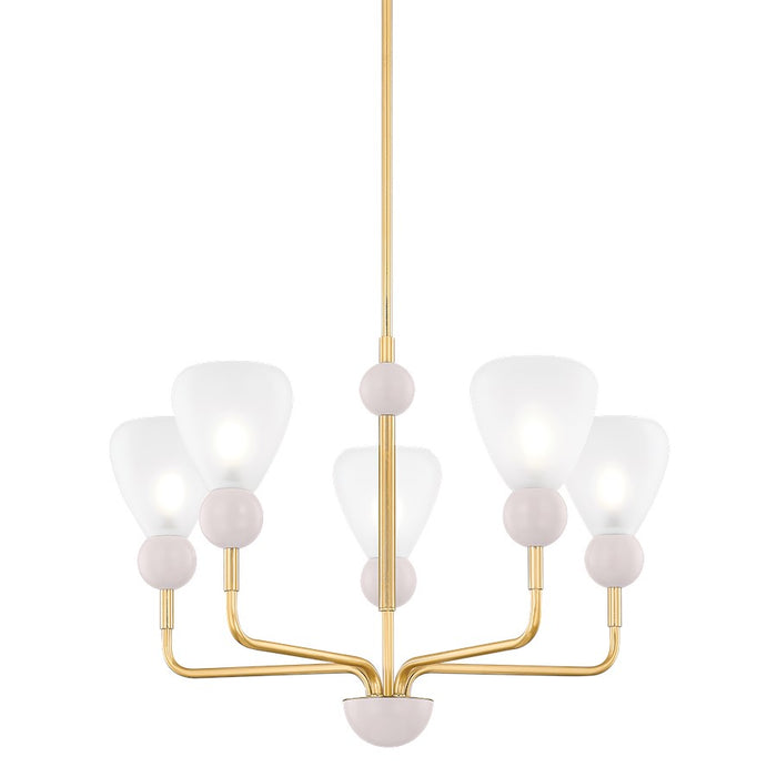 Mitzi Doreen 5 Light Chandelier, Brass/Peignoir/Etched Matte - H904805-AGB-SPG