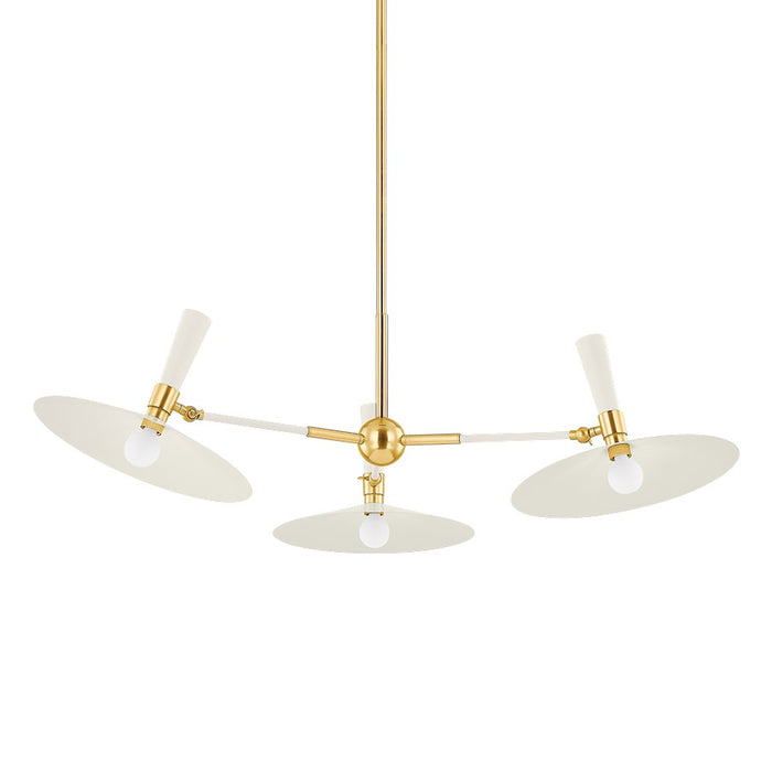 Mitzi Milena 3 Light Chandelier, Aged Brass/Soft Cream/ - H906803-AGB-SCR