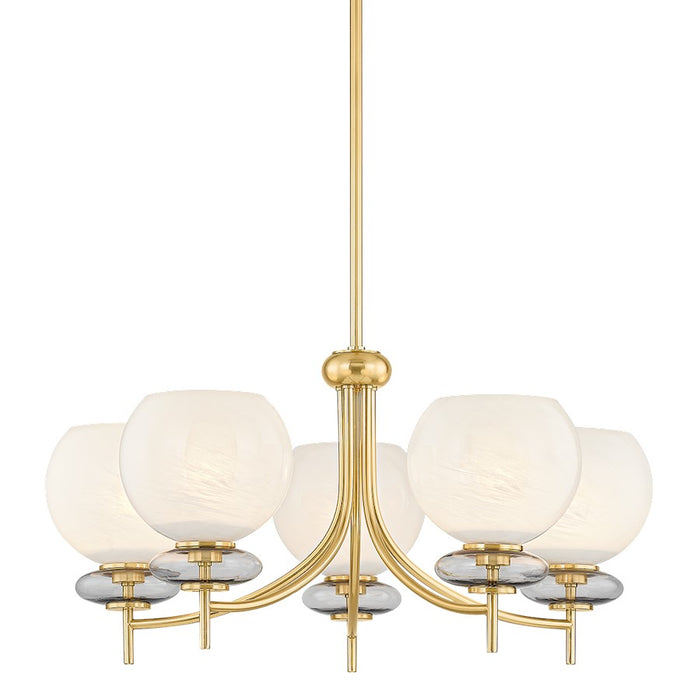 Mitzi Alexia 5 Light Chandelier, Aged Brass/Cloud - H909805-AGB