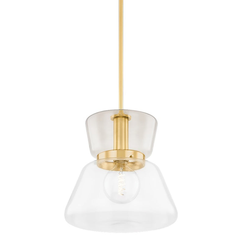 Mitzi Elodie 1 Light 15" Pendant, Aged Brass/Clear - H910701L-AGB