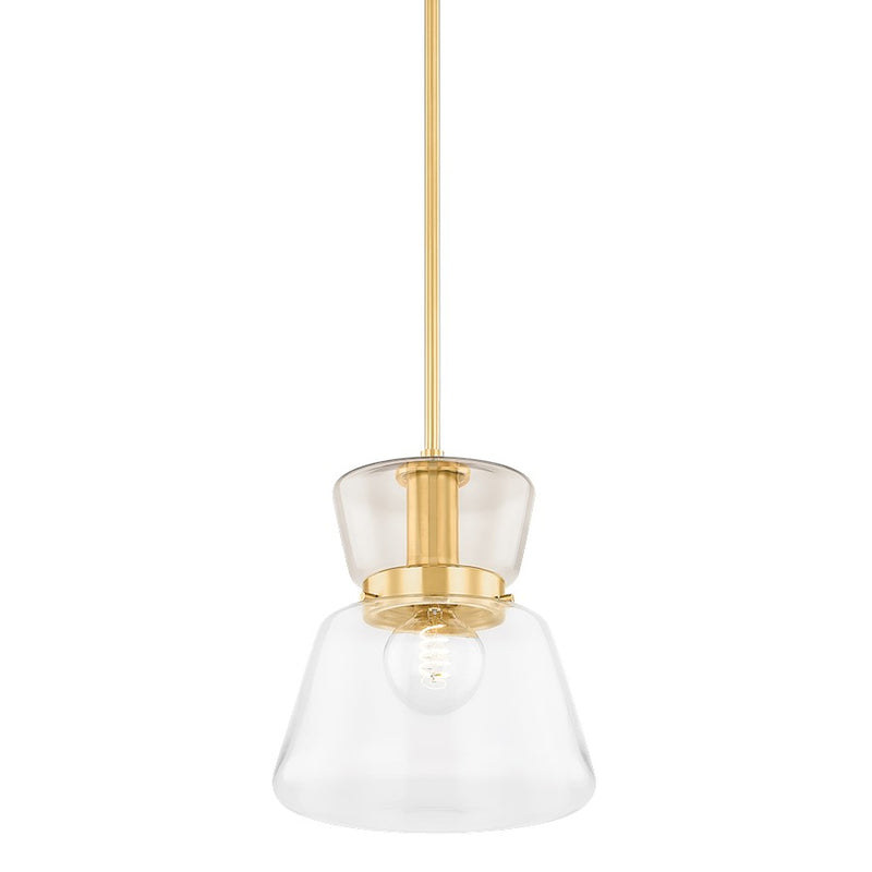 Mitzi Elodie 1 Light 10" Pendant, Aged Brass/Clear - H910701S-AGB