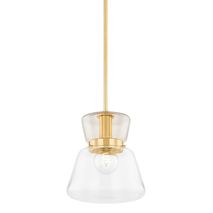 Mitzi Elodie 1 Light 10" Pendant, Aged Brass/Clear - H910701S-AGB