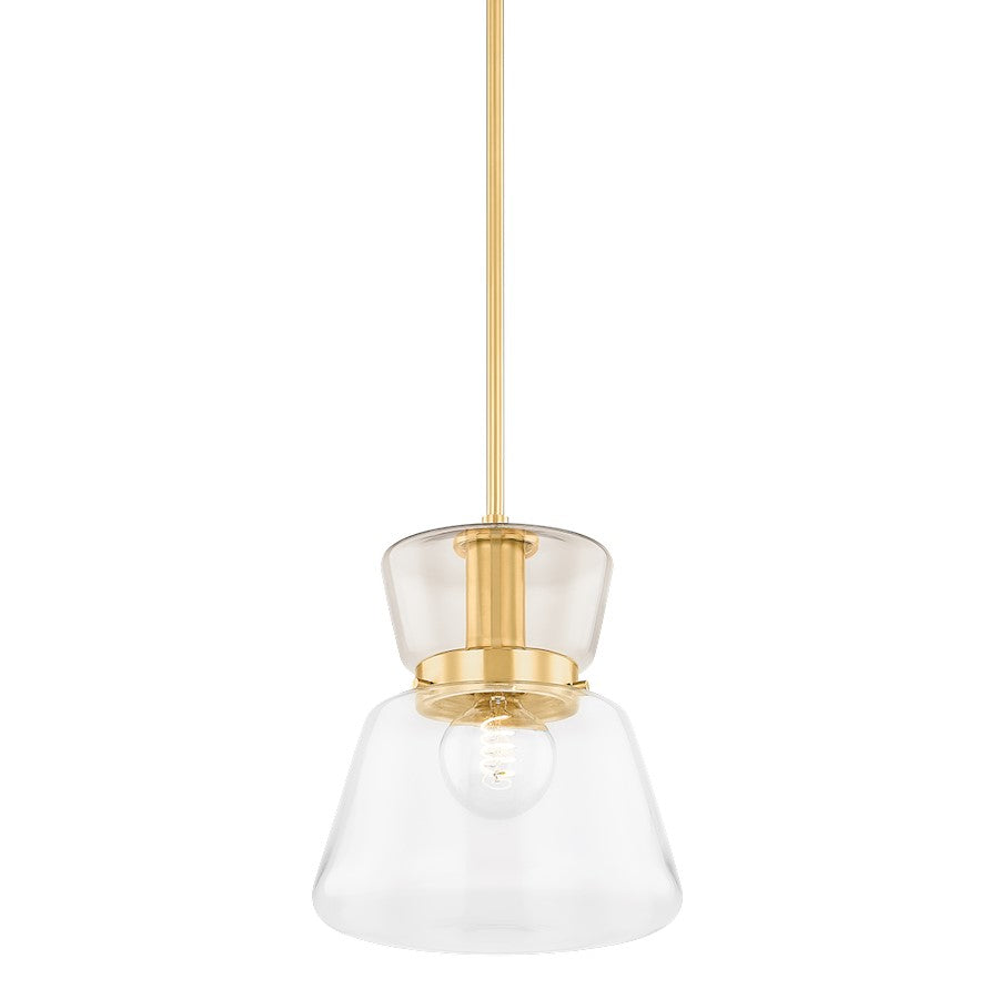 Mitzi Elodie 1 Light 10" Pendant, Aged Brass/Clear - H910701S-AGB