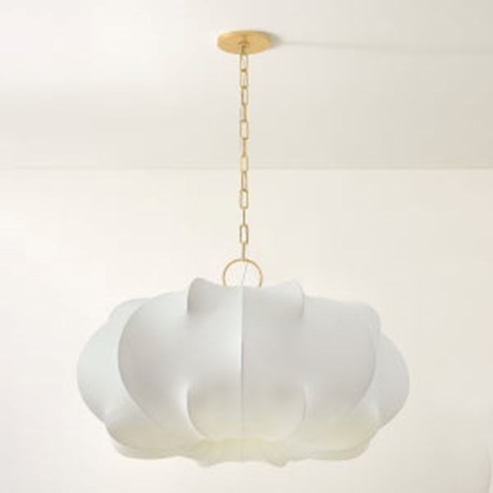 Mitzi Keilah 1 Light 36" Pendant, Aged Brass/Polymer Fabric