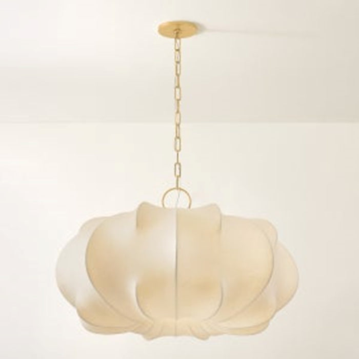 Mitzi Keilah 1 Light 36" Pendant, Aged Brass/Polymer Fabric