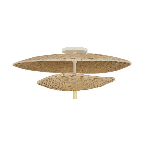 Mitzi Marigold 3 Light Semi Flush, Aged Brass/Light Natural Wicker - H917603-AGB