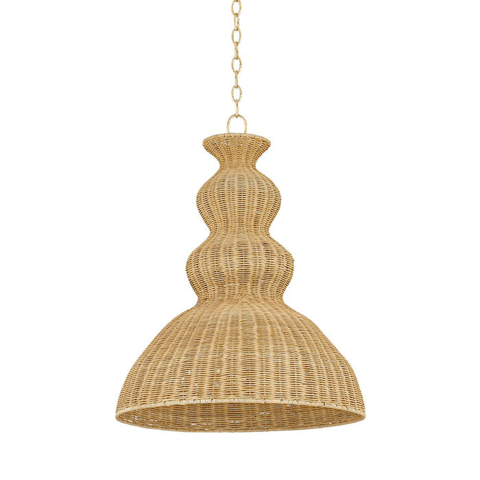 Mitzi Mayla 1 Light 21" Pendant, Aged Brass/Light Natural Wicker - H919701L-AGB