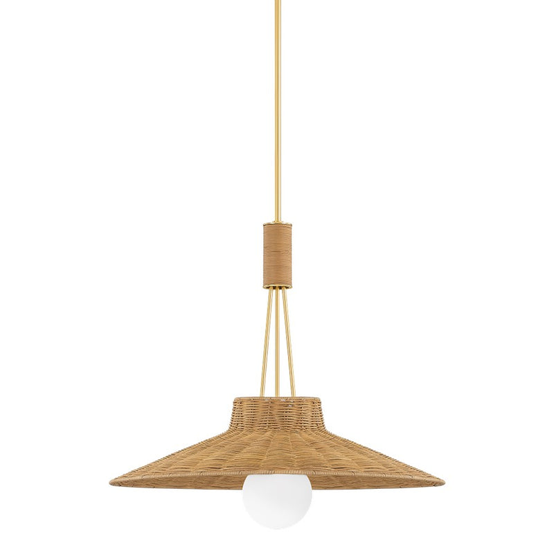 Mitzi Laudine 1 Light Pendant, Aged Brass/Light Natural Wicker - H921701-AGB