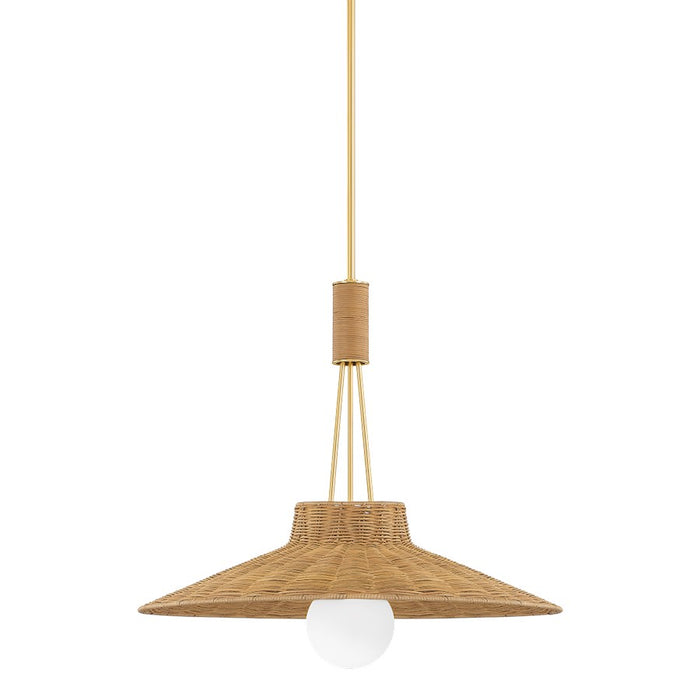 Mitzi Laudine 1 Light Pendant, Aged Brass/Light Natural Wicker - H921701-AGB