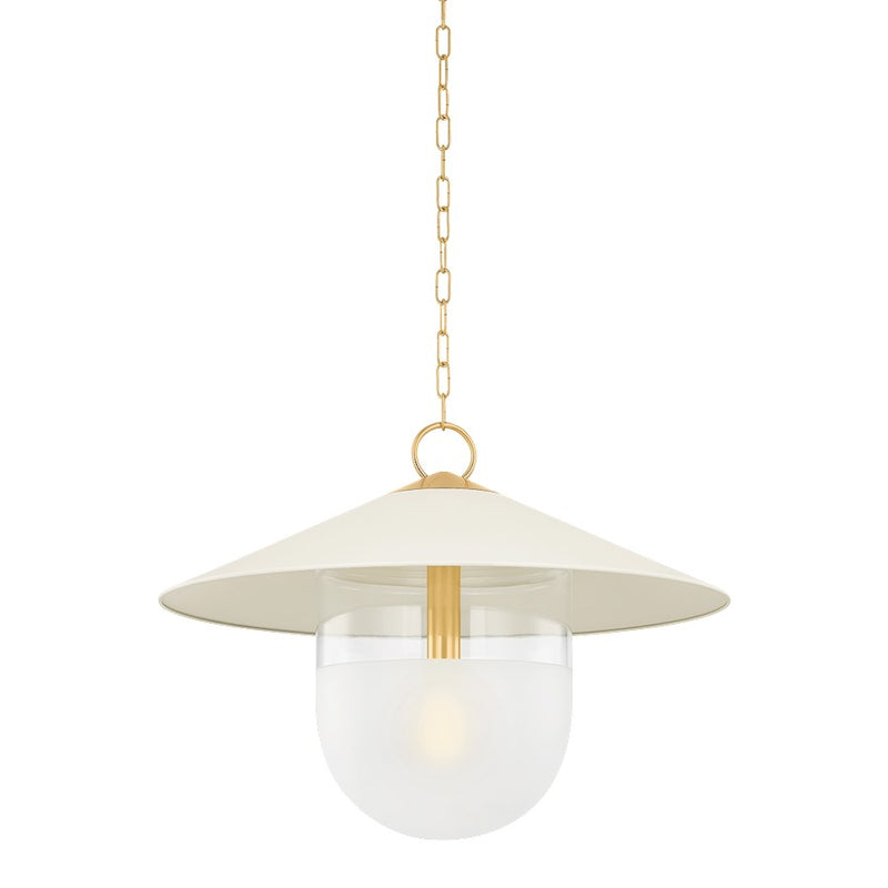 Mitzi Ressi 1 Light 28" Pendant, Brass/Cream/Clear Etched - H926701L-AGB-SCR