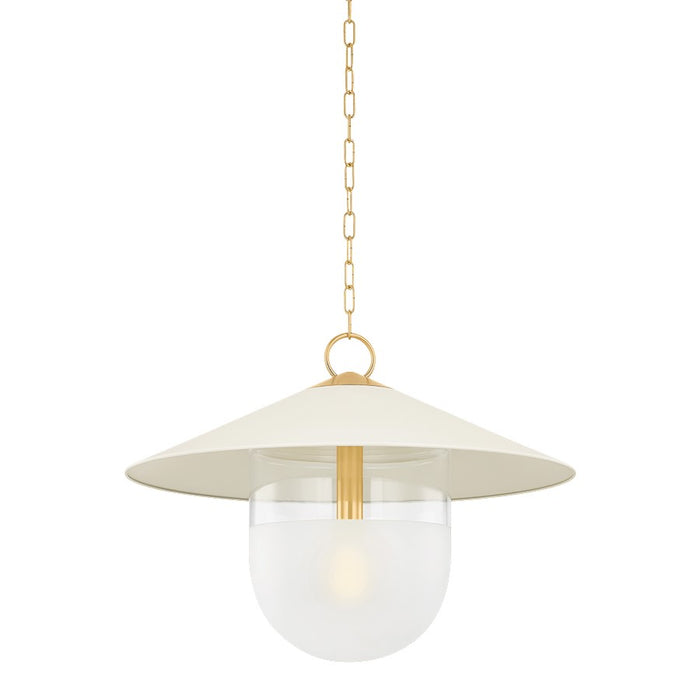 Mitzi Ressi 1 Light 28" Pendant, Brass/Cream/Clear Etched - H926701L-AGB-SCR